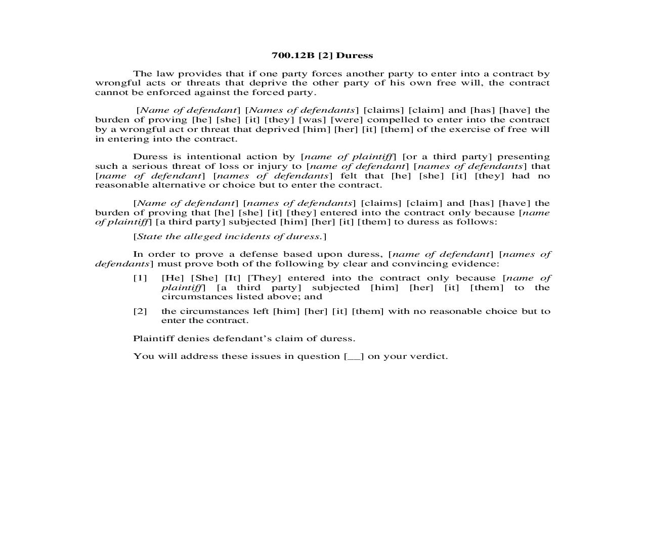 700.12B. [2] Duress | Pdf Doc Docx | Illinois_JI